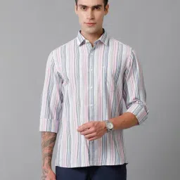 CAVALLO by Linen Club Multicolor Contemporary Fit Striped Cotton Linen Shirt-picture-15