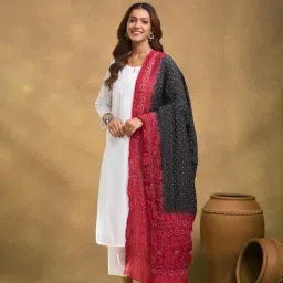 Fabindia Black Viscose Blend Bandhani Dupatta-picture-22