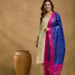 Fabindia Blue Silk Ikat Dupatta-picture-47