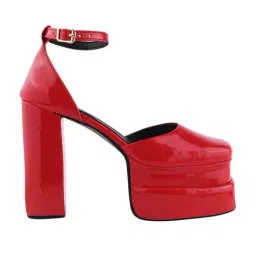 The White Pole Women's Red Ankle Strap Sandals image 2