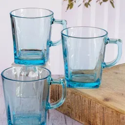 Pasabahce Transparent Glass Carre Coffee Mugs - Set of 6 (270ml) image 1