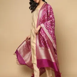 Fabindia Purple Silk Blend Banarsi Dupatta-picture-32