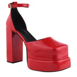 The White Pole Women's Red Ankle Strap Sandals image 3