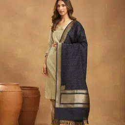 Fabindia Navy Viscose Blend Dupatta-picture-15