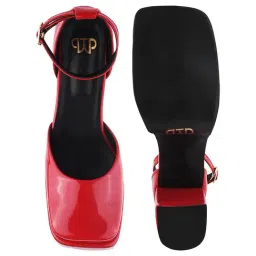 The White Pole Women's Red Ankle Strap Sandals image 4