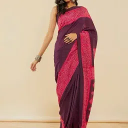 Soch Purple Printed Saree With Unstitched Blouse-picture-12