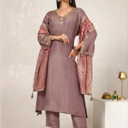 Soch Purple Embroidered Kurta Bottom Dupatta Set-picture-23