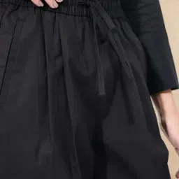 RAREISM Black Polyester Solid Trousers image 4