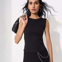 Sf Jeans By Pantaloons Black Slim Fit Top image 4