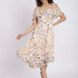 R&B Multicolor Polyester Floral Print A-Line Dress-picture-24