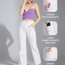 Life With Pockets White Relaxed Fit Jeans image 4