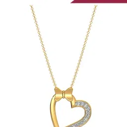 EMORI 14k (585) Yellow Gold Bow of Love Lab Grown Diamond Necklace for Women-image-1