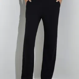 studiofit women Studiofit by Westside Black Ribbed-Textured High-Rise Track Pants-picture-39