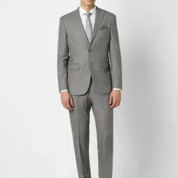 Peter England Grey Slim Fit Texture Two Piece Suit-image-2