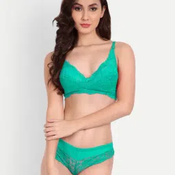 FIMS: Fashion is my Style Green Lace Work Lingerie Set-image-11