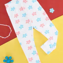 Pantaloons Junior White Cotton Floral Print Leggings-picture-11