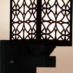 Gojeeva Black Wood Square Wall Lamps image 4