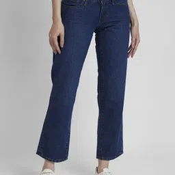 Spykar Dark Blue Cotton Straight Fit High Rise Jeans-image-30