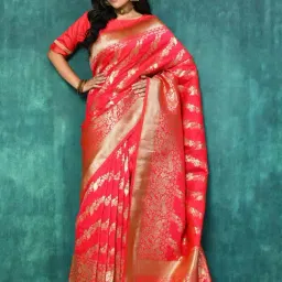Elora Pink Silk Woven Saree With Unstitched Blouse-image-68