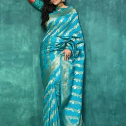 Elora Sky Blue Silk Woven Saree With Unstitched Blouse-picture-21
