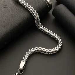 Aatmana Men Silver-Plated Curb Chain Stainless Steel Bracelet-image-38
