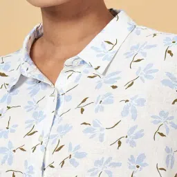 Annabelle by Pantaloons White Linen Floral Print Shirt image 5