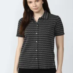 Van Heusen Grey Cotton Self Pattern Shirt-image-94