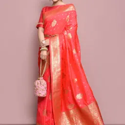 Elora Pink Silk Woven Saree With Unstitched Blouse-image-63