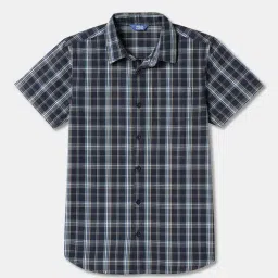 R&B Kids Navy Checked Regular Fit Shirt-picture-35