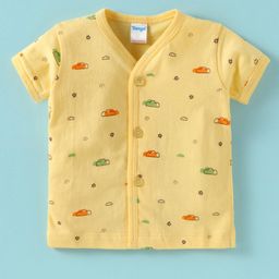 Tango Single Jersey Knit Half Sleeves Jhabla With Cloud Print - Yellow-picture-48