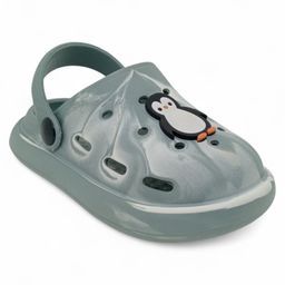 Lil Lollipop Marble Designed & Penguin Applique Detailed Anti Slip With Back Strap Perforated Clogs - Green-picture-45