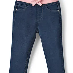 Babyhug Cotton Denim Full Length Washed Jeans With Stretch - Navy Blue-picture-36