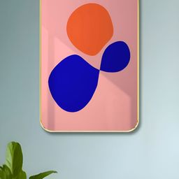 Livin'luxe Peach-Coloured & Blue Wooden Abstract Wall Painting-picture-4