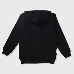 GINI & JONY Cotton Knit Full Sleeves Front Open Hooded Sweatshirt With Brand Name Print - Black & Grey image 2