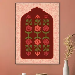 nestroots Green & Red Floral and Botanical Painting Wall Art-image-1