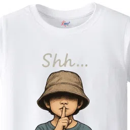 KAVEE Pure Cotton Half Sleeves Boy Printed Bio Washed Tee - White image 4