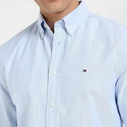 Tommy Hilfiger Men Button-Down Collar Vertical Striped Cotton Casual Shirt image 4