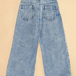 Pantaloons Junior Cotton Heart Designed Jeans - Blue image 5