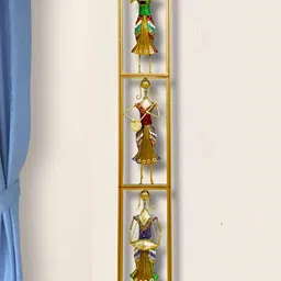 ANSHIKA INTERNATIONAL Gold-Toned & Red Printed Rajasthani Musician Metal Wall Decor-picture-38