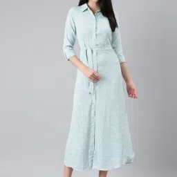 showoffff SHOWOFF White & Blue Printed Shirt Dress-picture-27