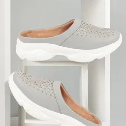 Fausto Women's Grey Mule Shoes-picture-25