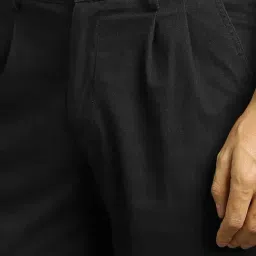 Louis Philippe Black Cotton Blend Regular Fit Solid Trousers image 5