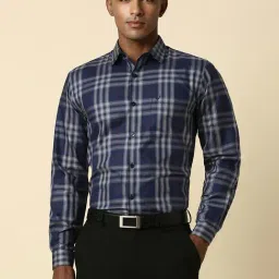 Allen Solly Blue Cotton Slim Fit Checks Shirt-picture-36