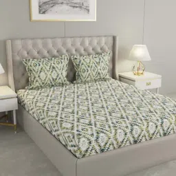 Raymond Home Celebrate Green & Yellow 120 TC Cotton Queen Bedsheet with 2 Pillow Covers-image-20