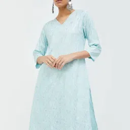 Melange by Lifestyle Aqua Floral Print Kurta-picture-24