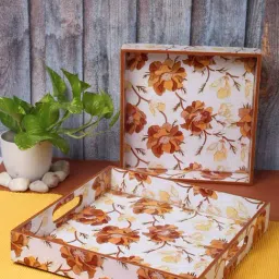 Romee White Wood Printed Trays-image-27