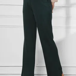 FITHUB Women Solid High-Rise Bootcut Trousers image 2