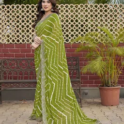 Moda Rapido Leheriya Printed Pure Georgette Saree image 4