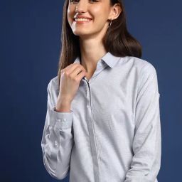 Hancock Light Grey Cotton Self Shirt-picture-5