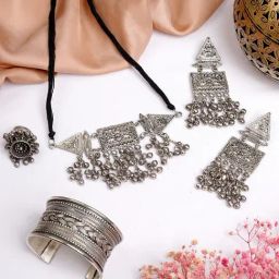Teejh Pitara Collection Hareetha Oxidized Jewellery Set-picture-12